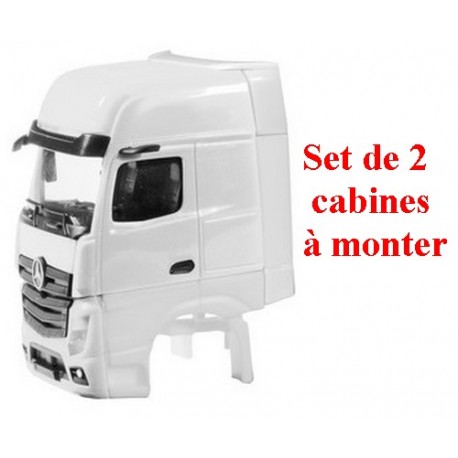 Set de 2 cabines MB Actros Gigaspace 2018 avec déflecteurs en blanc - kit à monter