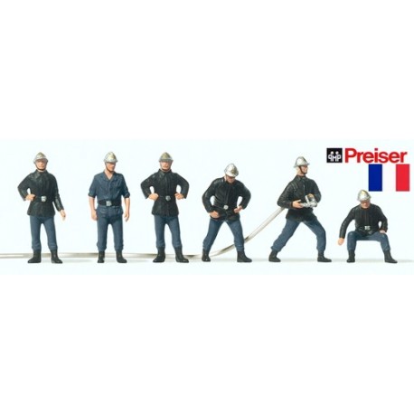 Set de 6 pompiers français - ancienne tenue