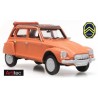 Citroen Dyane berline 4 portes (1967) orange (toit ouvert) - modèle monté et peint en résine