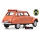 Citroen Dyane berline 4 portes (1967) orange (toit ouvert) - modèle monté et peint en résine