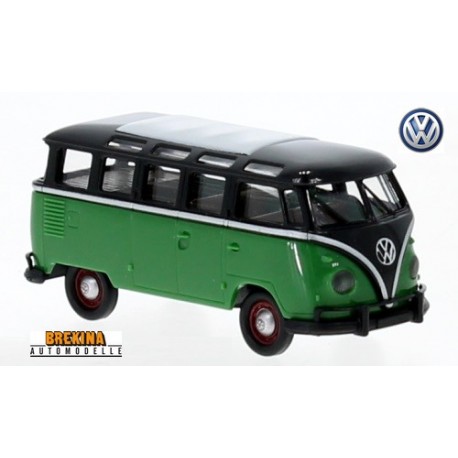 VW T1b Samba minibus avec voussoirs vert et noir (1960)