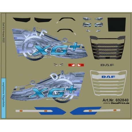 Planche de décalcomanies pour Daf XG+ bleu clair