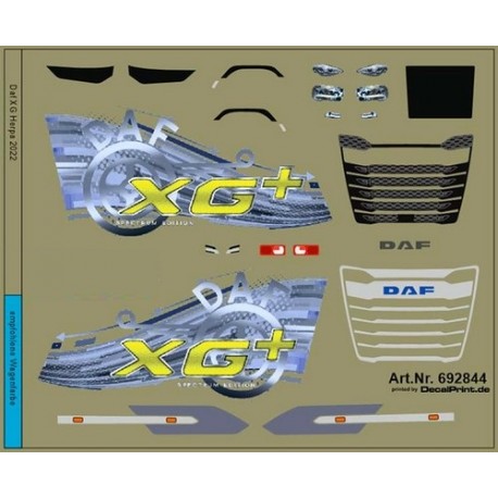 Planche de décalcomanies pour Daf XG+ jaune