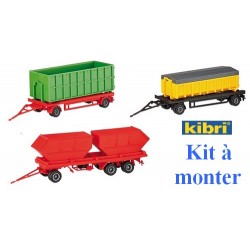 set de 3 remorques porte benne déposable - kit à monter