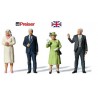 Famille Royale britannique (4 figurines dont Elisabeth et son joli chapeau)