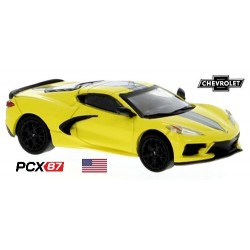 Chevrolet Corvette C8 coupé (2020) jaune à bandes grises - modèlé PCX87