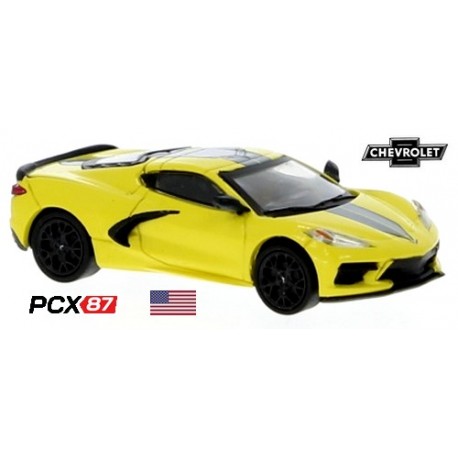 Chevrolet Corvette C8 coupé (2020) jaune à bandes grises - modèlé PCX87