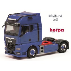 MAN TGX GX Tracteur solo caréné bleu avec rampe de feux et trompes noires