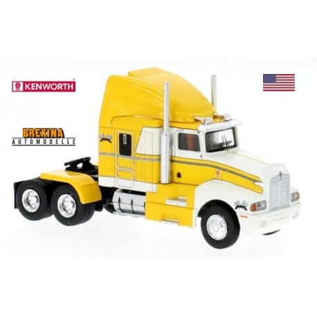 Kenworth T 600 Tracteur solo 6x4 jaune à capot blanc (1984)