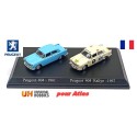 Set de 2 Peugeot 404 : berline bleu ciel (1961) - Rallye Tanzanie (1967) - Universal Hobby