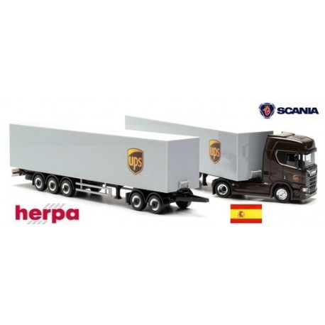 Scania CR20 HD + semi-remorques fourgon "UPS" (25,25 m - Espagne)