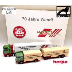 Set 70 Jahre Wandt Spedition : Büssing LU 11 camion + rqe & Man TGX XXL 8x4 + semi-rqe bâchée 4 essieux