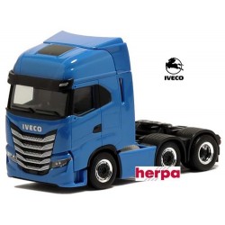 Iveco S-Way tracteur solo caréné  bleu 6x2 (jantes chromées et moyeu noir)