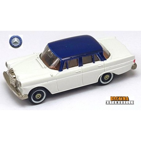 MB 190 berline (W110 - 1961) blanche à toit bleu foncé (jantes à flancs blancs)