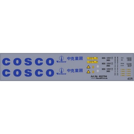 Planche de décalcomanie pour contanier 40' "Cosco"