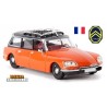 Citroen DS break (1969)  orange à toit noir avec galerie et antenne