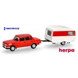 Wartburg 353 '85 berline rouge + caravane