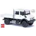 MB Unimog U 5023 cabine double à plateau court blanc