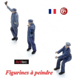 Set de 3 cheminots SNCF chargeant du charbon (figurines à peindre)