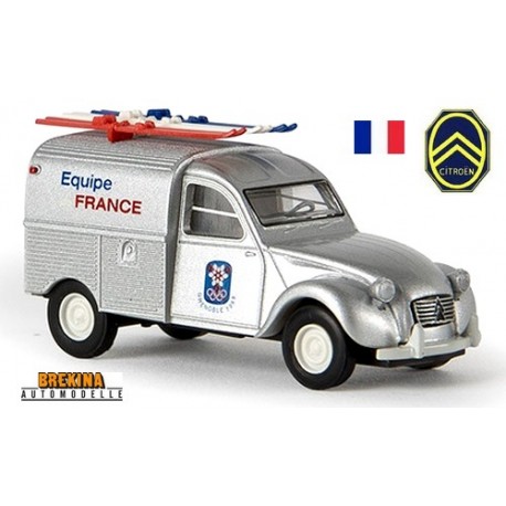 Citroen 2cv fourgonnette AZU 61 "Equipe de France Grenoble 1938" (avec 6 skis) - sold out by Brekina