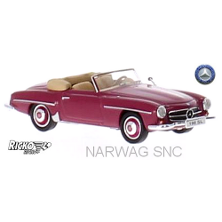 MB 190 SL (W121 - 1955) cabriolet ouvert violet rouge et intérieur crème