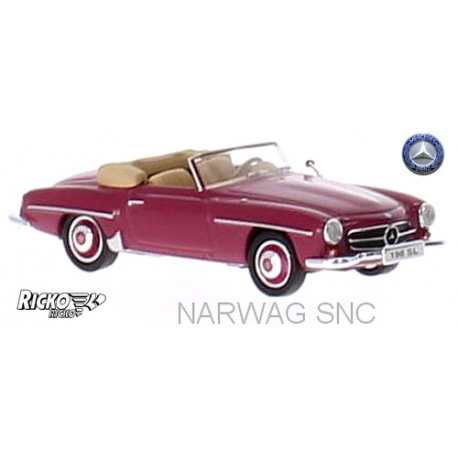 MB 190 SL (W121 - 1955) cabriolet ouvert violet rouge et intérieur crème