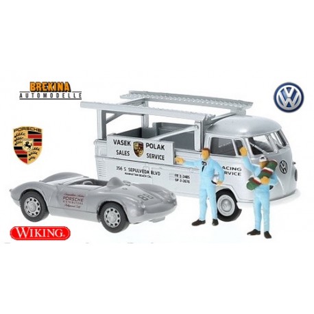 Set VW T1b Transport de course (1960) + Porsche 550  (Wiking) "Team Vasek Polak"