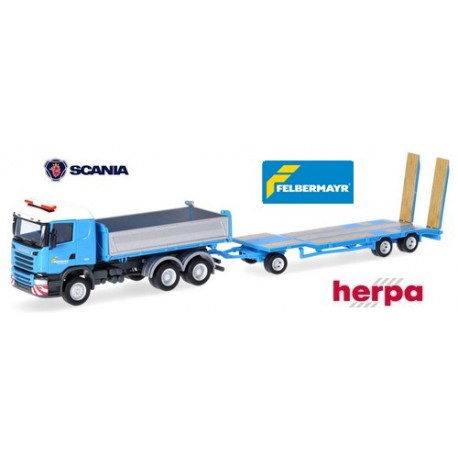 Scania R 13 HL camion benne + remorque porte engin "Felbermayr"