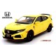 Honda Civic 10 Type R (2017) jaune avec filets et parements rouges