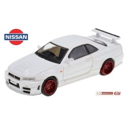 Nissan Skyline GT-R (GF-BNR34 - 1999) blanche à jantes rouges