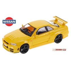 Nissan Skyline GT-R (GF-BNR34 - 1999) jaune à jantes noires