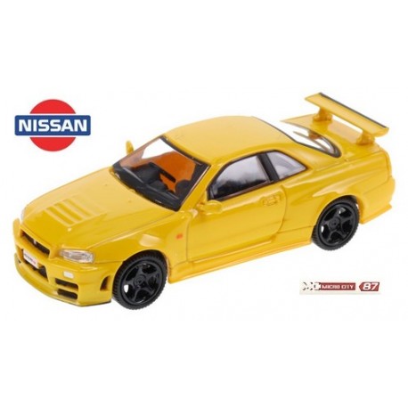 Nissan Skyline GT-R (GF-BNR34 - 1999) jaune à jantes noires