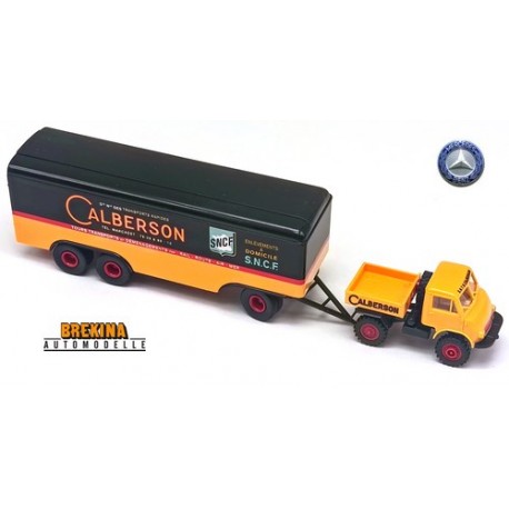 MB Unimog 402 + remorque fourgon "Calberson" SNCF" (sold out by Brekina)