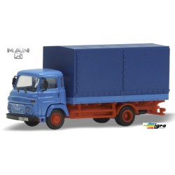 Man type 270 camion bâché bleu - châssis rouge