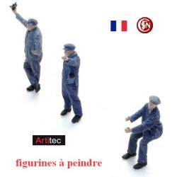 Set de 3 cheminots chargeant des briquettes (figurines à peindre)